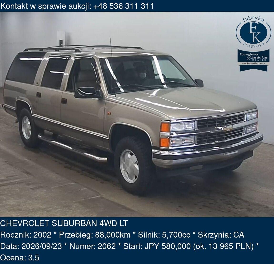 CHEVROLET SUBURBAN 4WD LT 2002 - zdjęcie 2