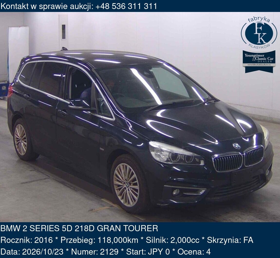 BMW 2 SERIES 5D 218D GRAN TOURER 2016 - zdjęcie 2