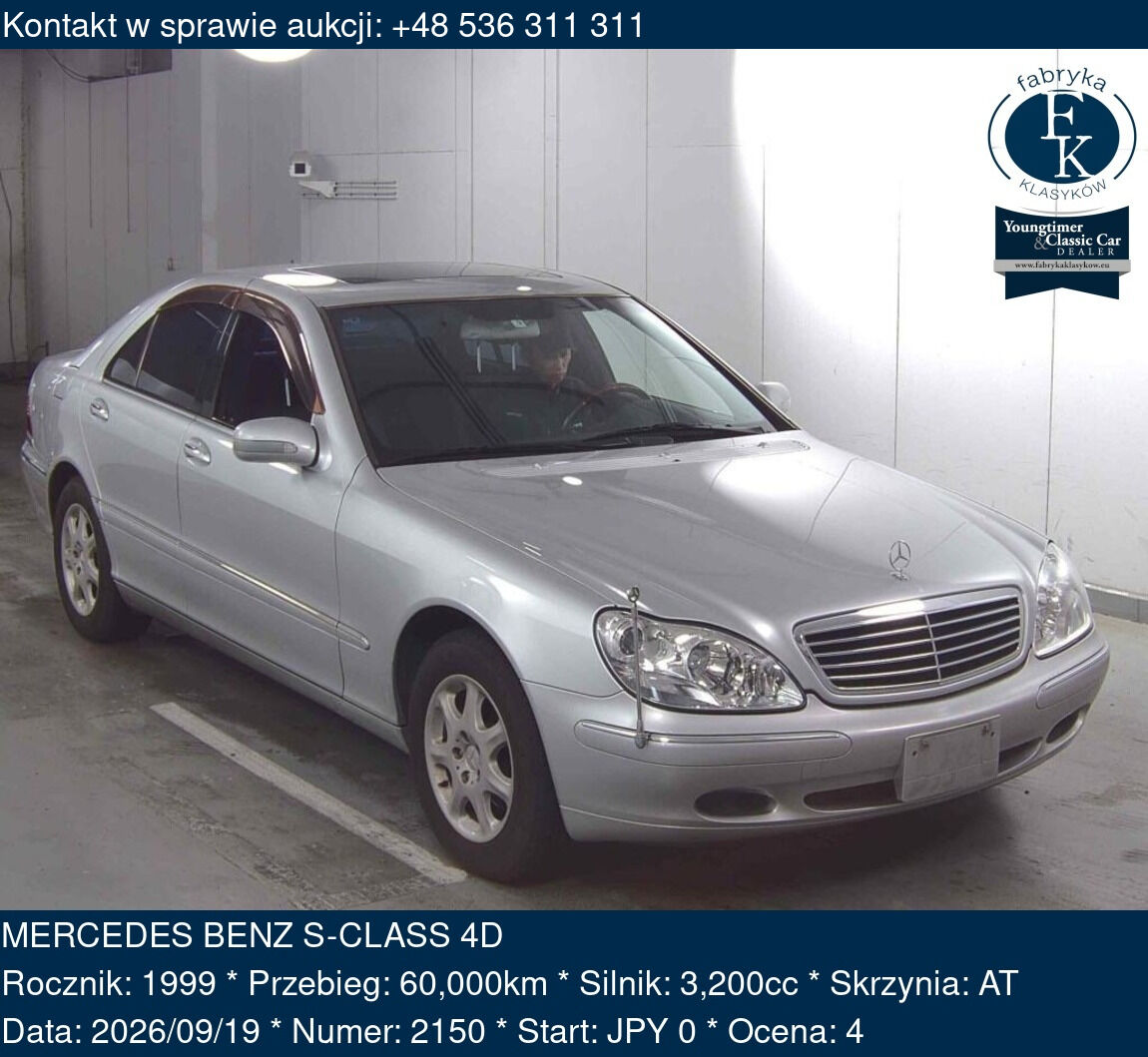 MERCEDES BENZ S-CLASS 4D 1999 - zdjęcie 2