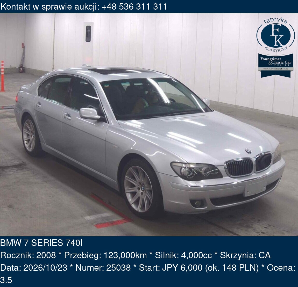 BMW 7 SERIES 740I 2008 - zdjęcie 2