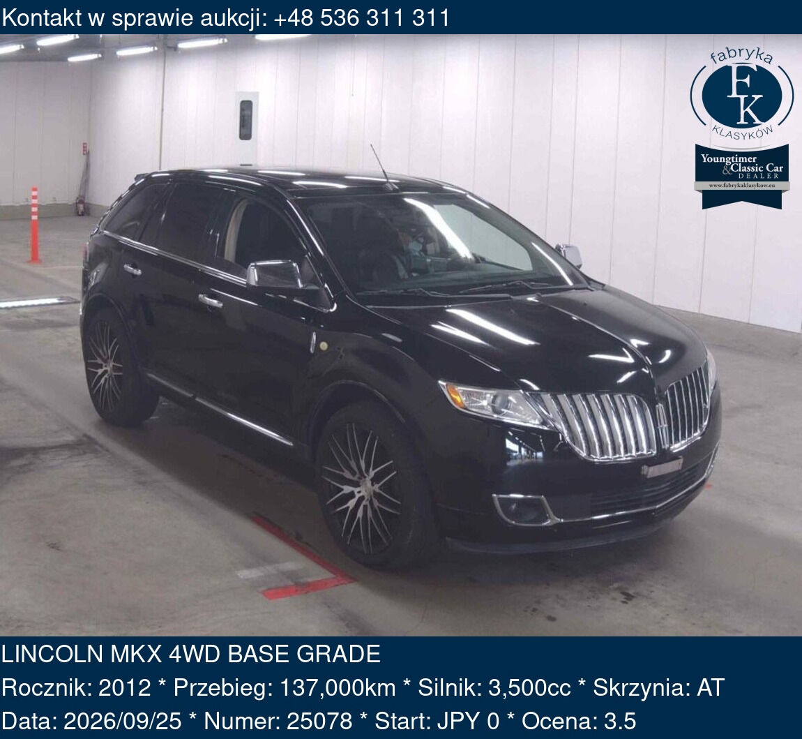 LINCOLN MKX 4WD BASE GRADE 2012 - zdjęcie 2