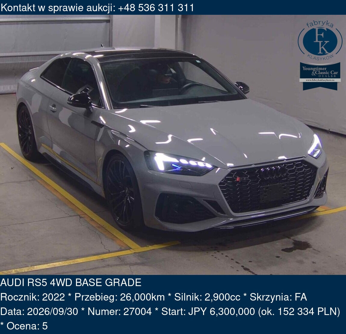 AUDI RS5 4WD BASE GRADE 2022 - zdjęcie 2