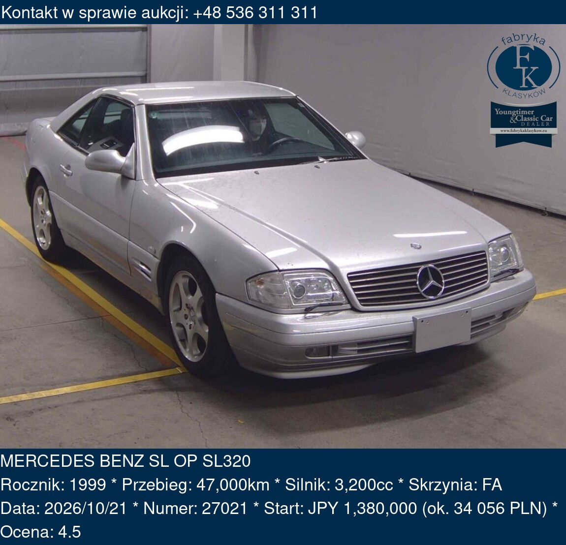 MERCEDES BENZ SL OP SL320 1999 - zdjęcie 2