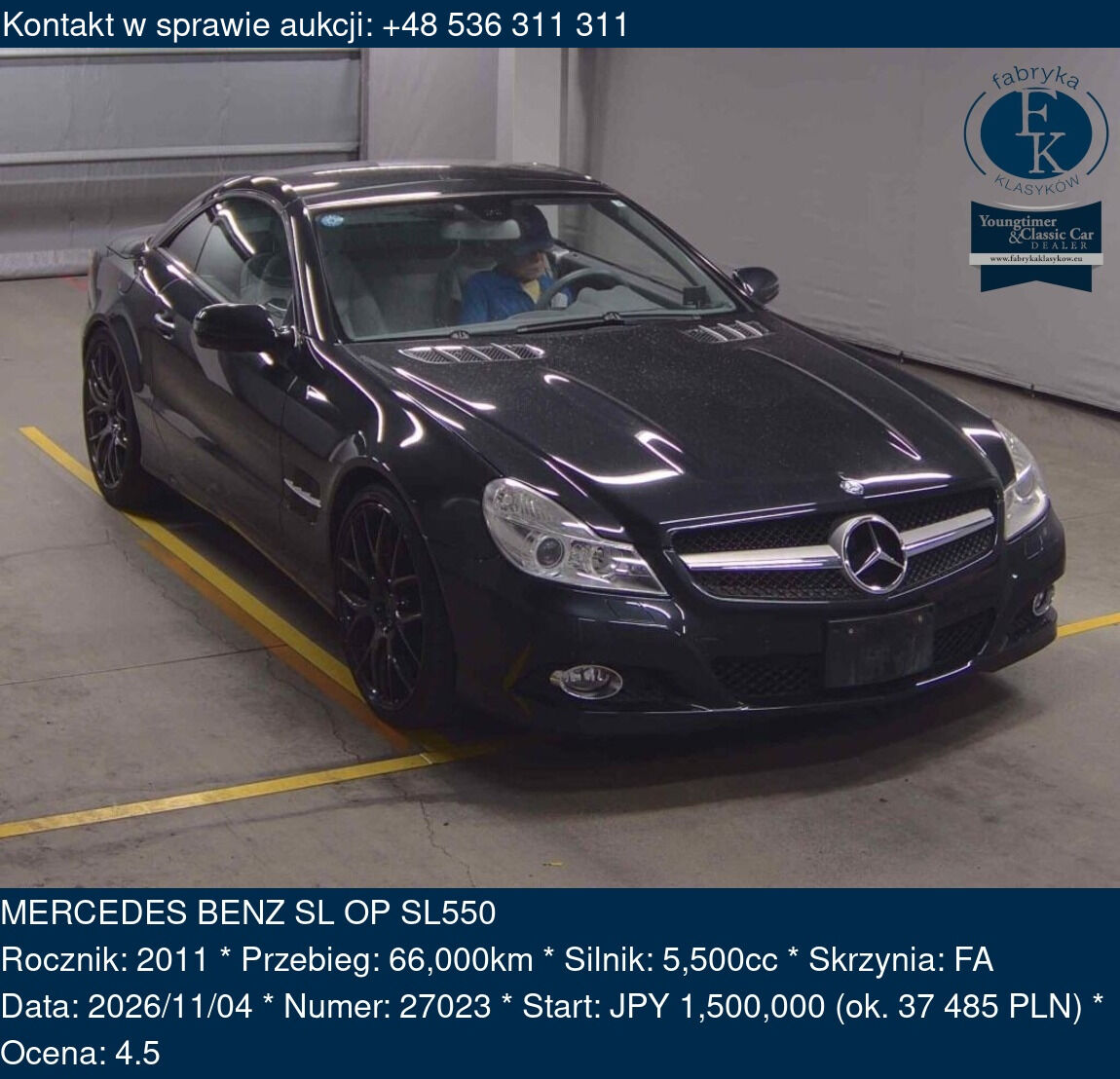 MERCEDES BENZ SL OP SL550 2011 - zdjęcie 2