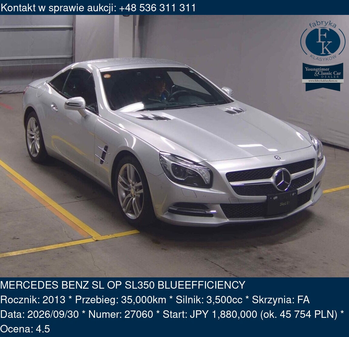 MERCEDES BENZ SL OP SL350 BLUEEFFICIENCY 2013 - zdjęcie 2