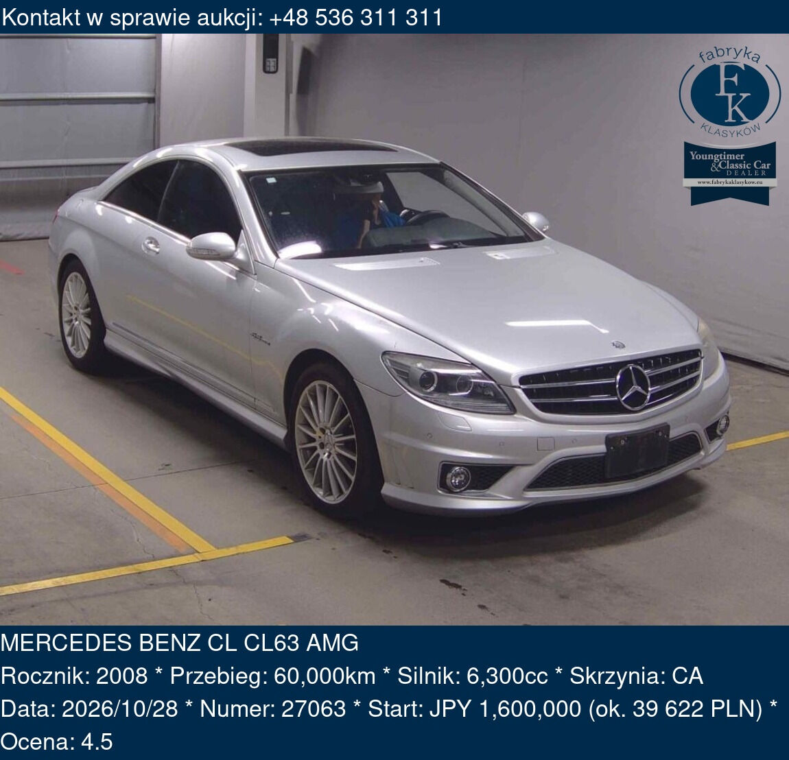 MERCEDES BENZ CL CL63 AMG 2008 - zdjęcie 2