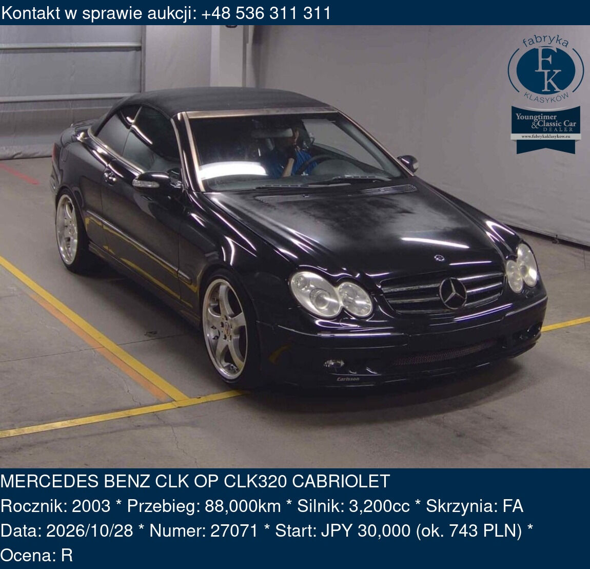 MERCEDES BENZ CLK OP CLK320 CABRIOLET 2003 - zdjęcie 2