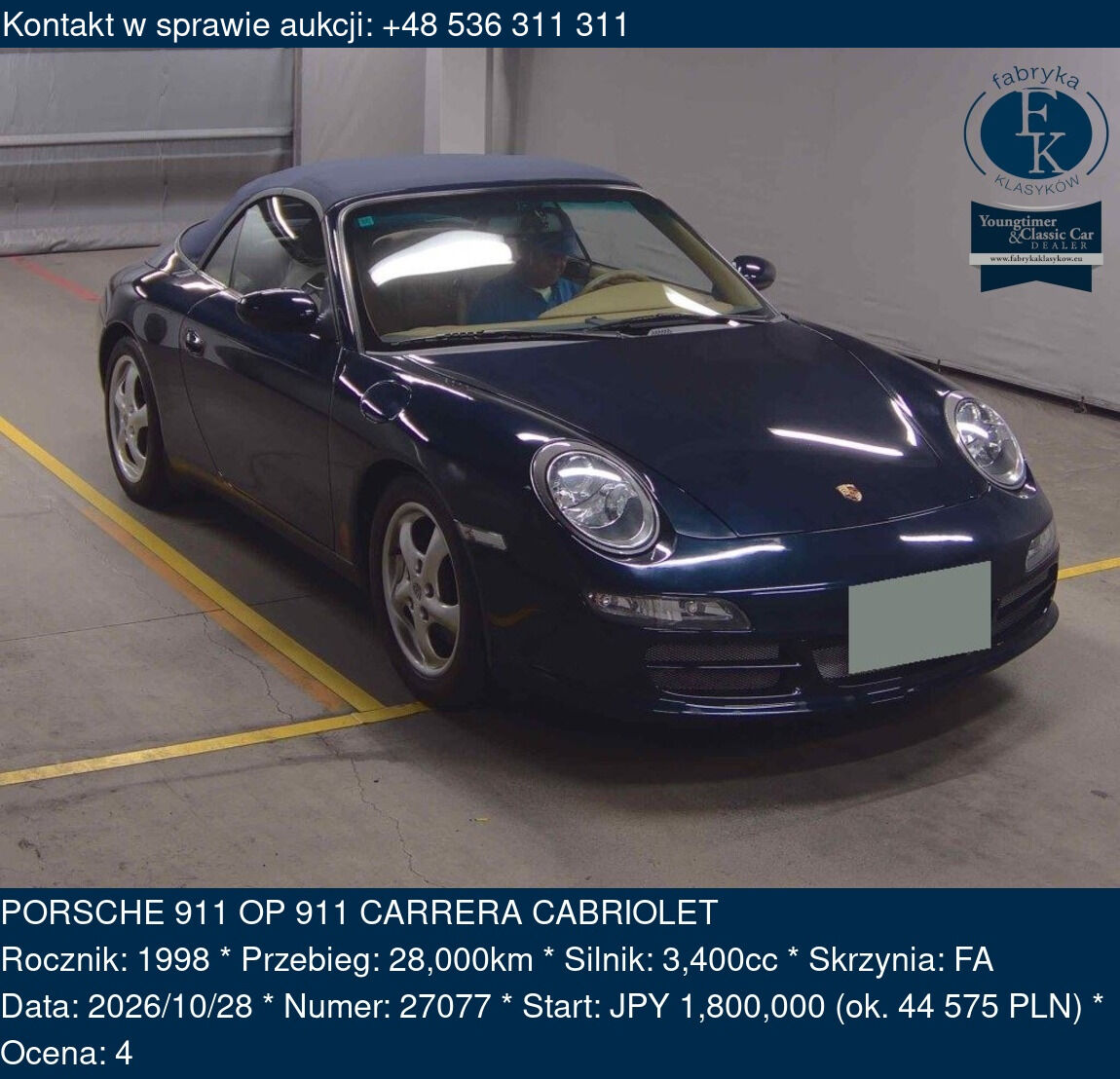 PORSCHE 911 OP 911 CARRERA CABRIOLET 1998 - zdjęcie 2
