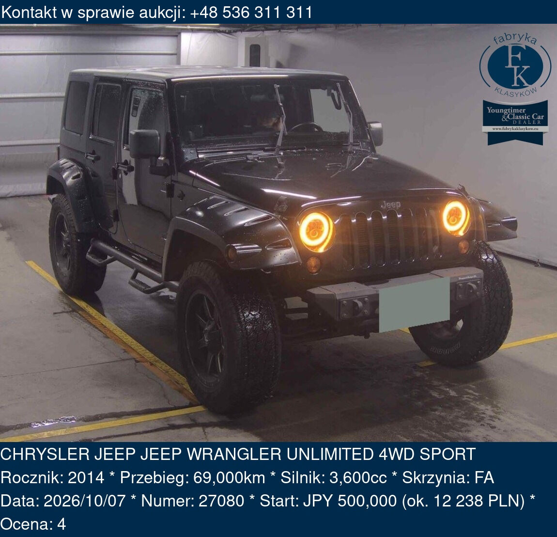 CHRYSLER JEEP JEEP WRANGLER UNLIMITED 4WD SPORT 2014 - zdjęcie 2