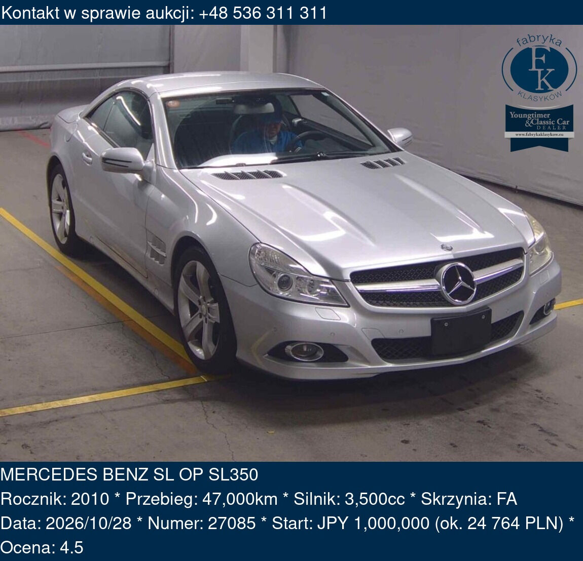 MERCEDES BENZ SL OP SL350 2010 - zdjęcie 2