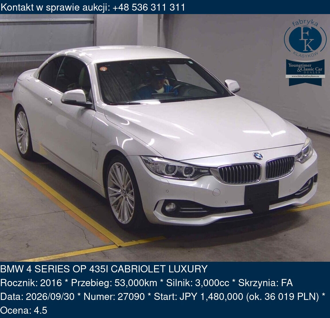 BMW 4 SERIES OP 435I CABRIOLET LUXURY 2016 - zdjęcie 2