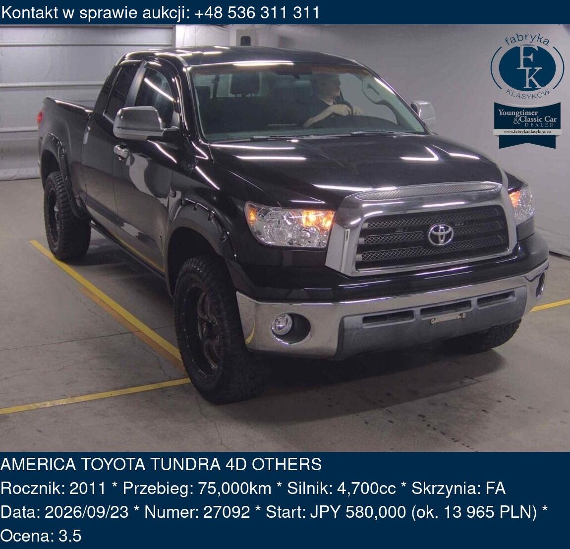 AMERICA TOYOTA TUNDRA 4D OTHERS 2011 - zdjęcie 2