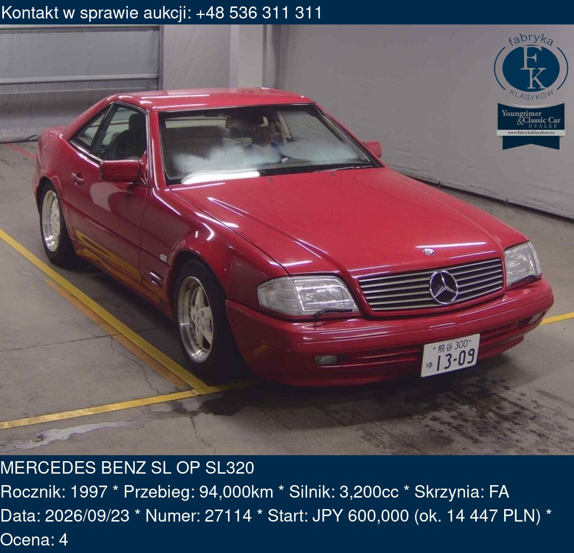 MERCEDES BENZ SL OP SL320 1997 - zdjęcie 2