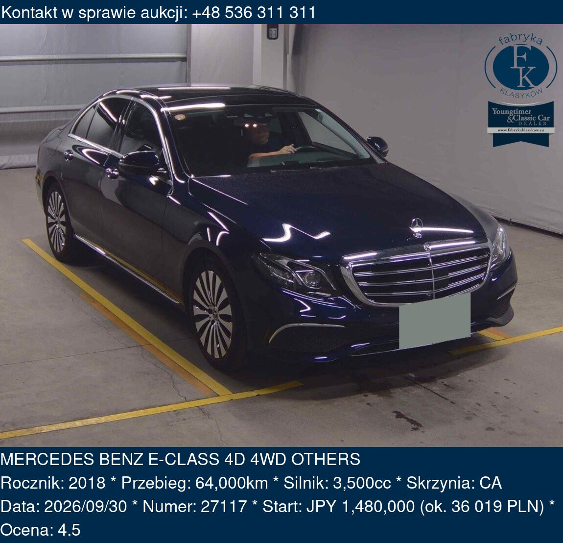 MERCEDES BENZ E-CLASS 4D 4WD OTHERS 2018 - zdjęcie 2