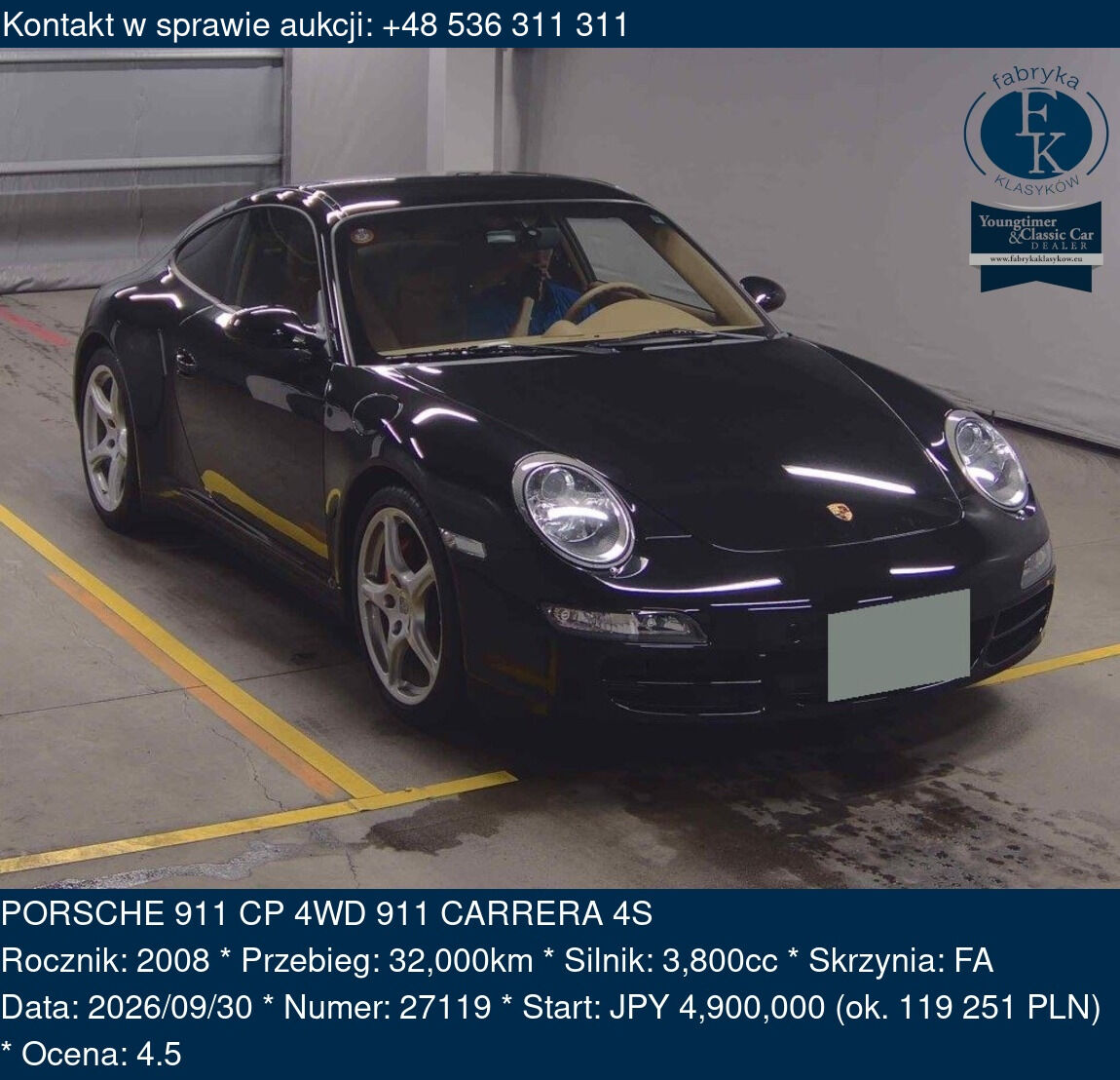 PORSCHE 911 CP 4WD 911 CARRERA 4S 2008 - zdjęcie 2
