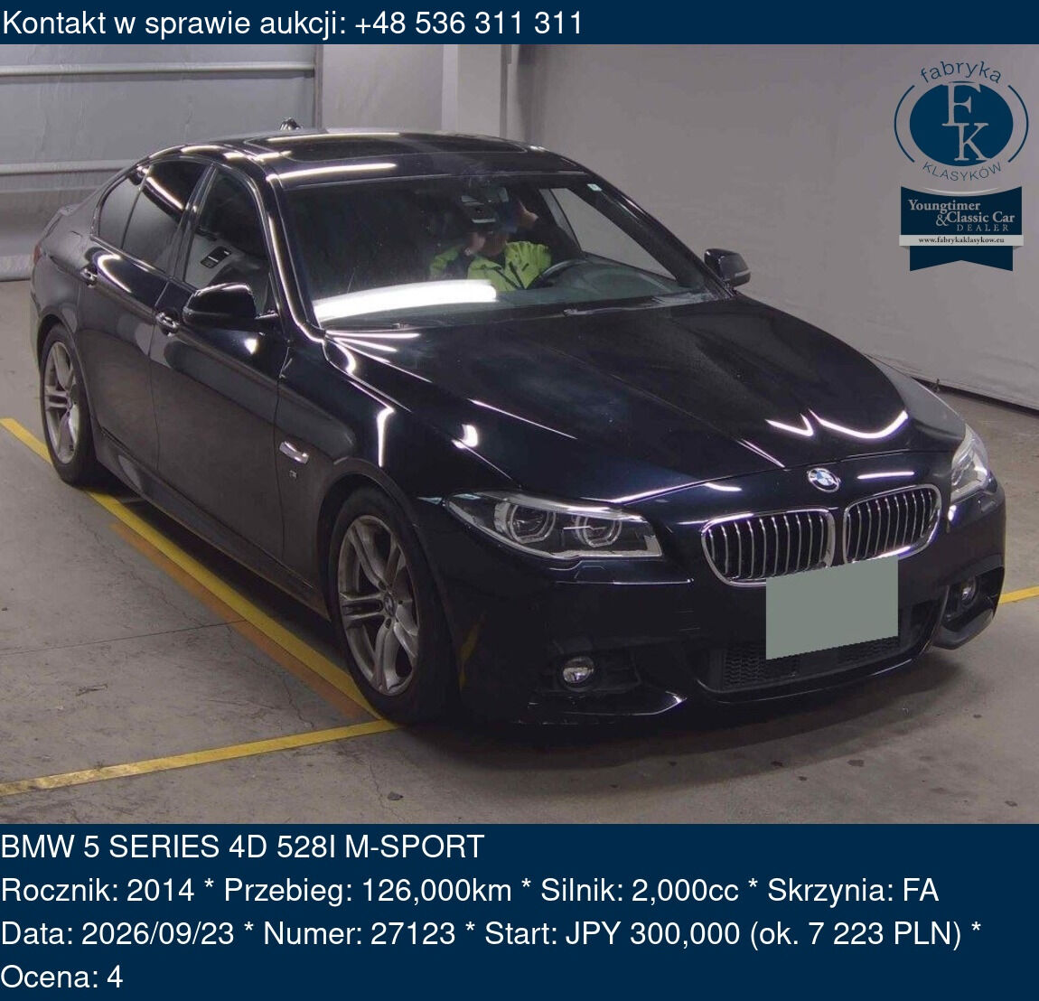 BMW 5 SERIES 4D 528I M-SPORT 2014 - zdjęcie 2