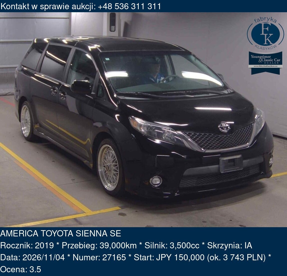 AMERICA TOYOTA SIENNA SE 2019 - zdjęcie 2