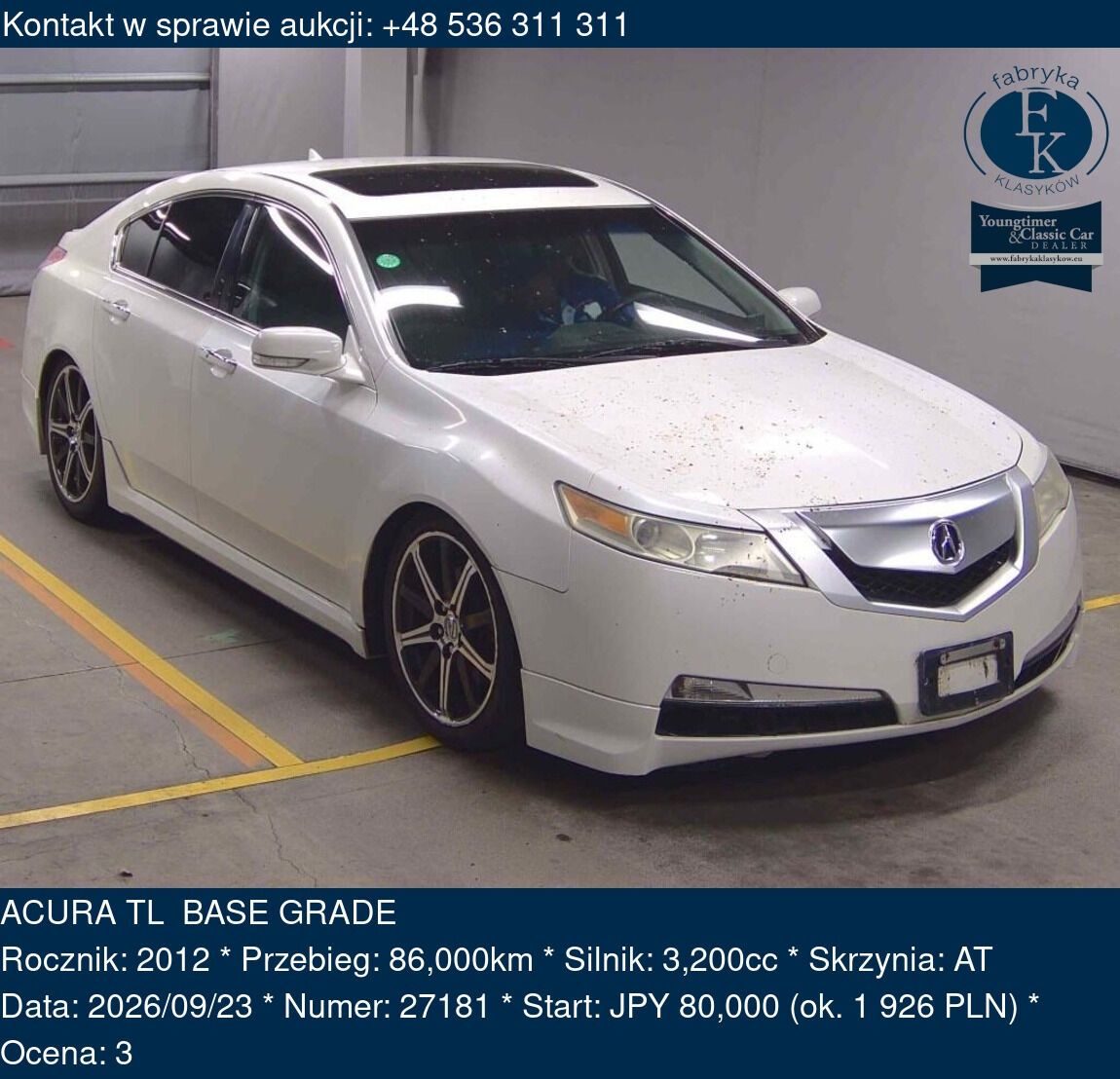 ACURA TL BASE GRADE 2012 - zdjęcie 2