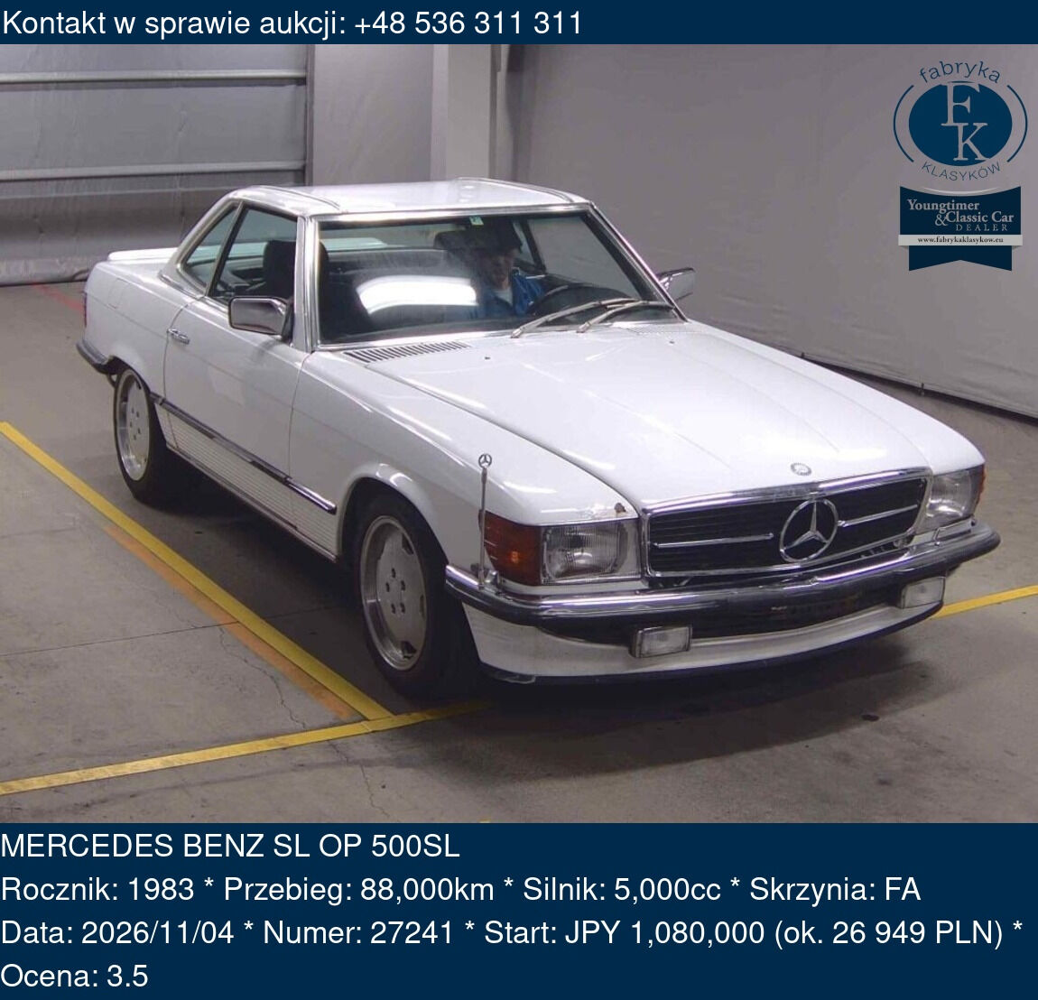 MERCEDES BENZ SL OP 500SL 1983 - zdjęcie 2