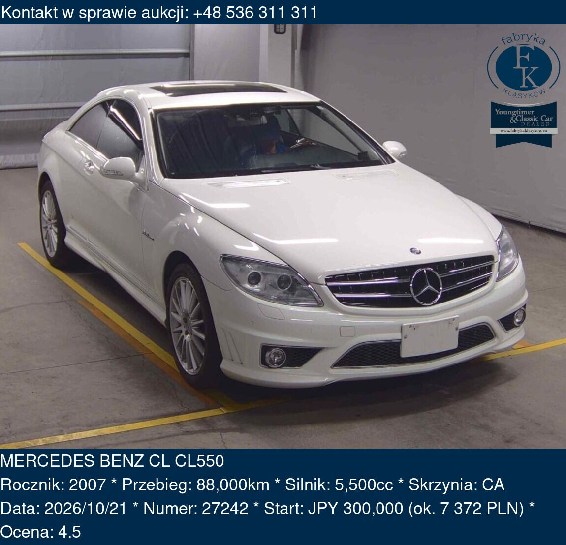 MERCEDES BENZ CL CL550 2007 - zdjęcie 2
