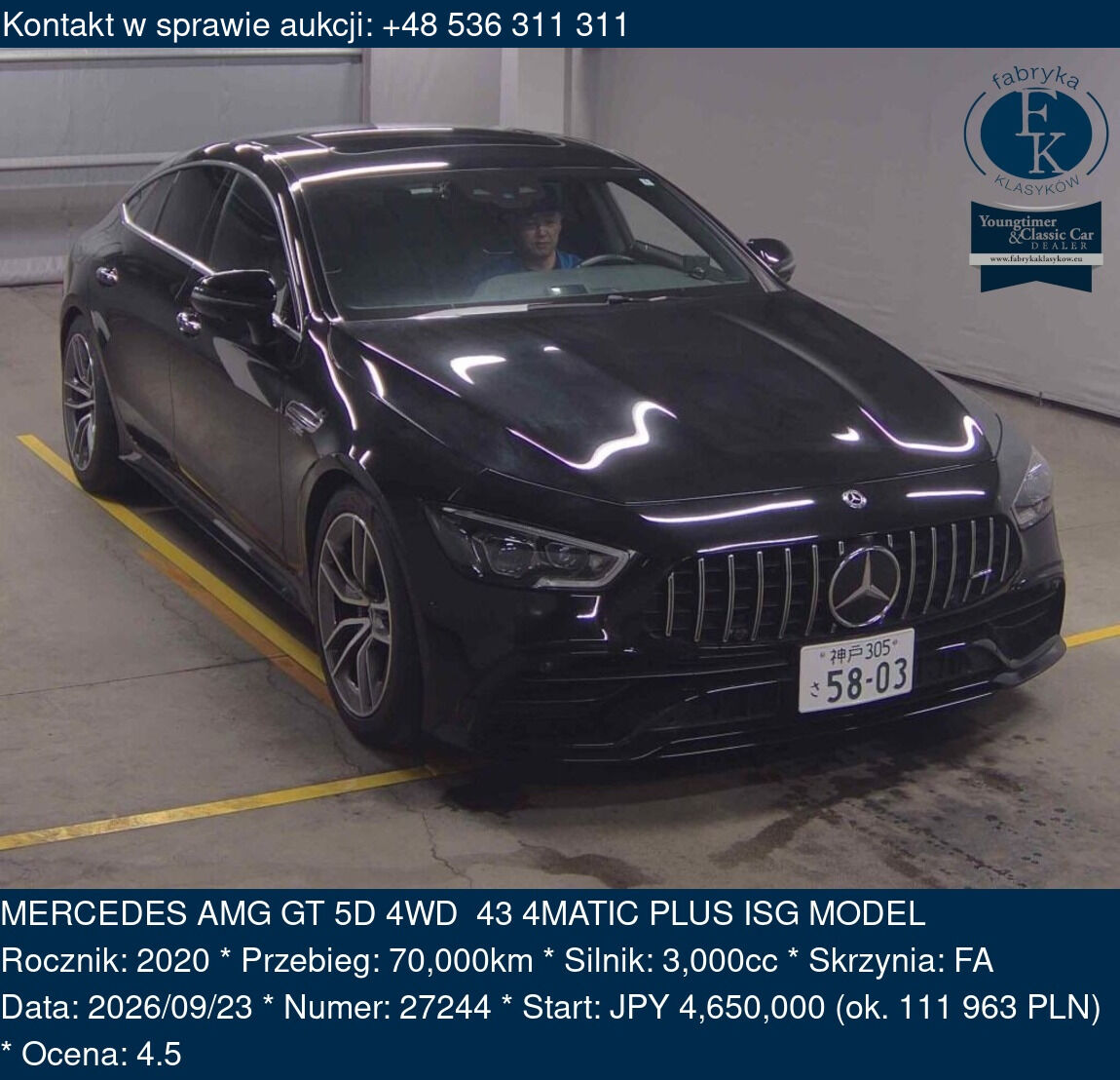 MERCEDES AMG GT 5D 4WD 43 4MATIC PLUS ISG MODEL 2020 - zdjęcie 2