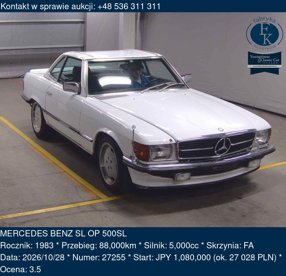 MERCEDES BENZ SL OP 500SL 1983 - zdjęcie 2