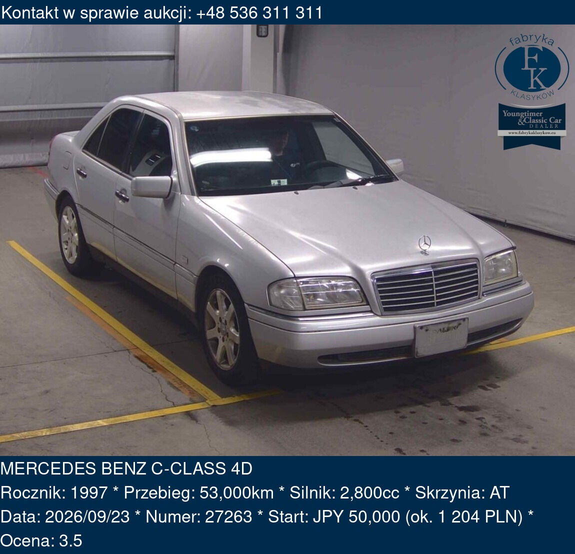 MERCEDES BENZ C-CLASS 4D 1997 - zdjęcie 2