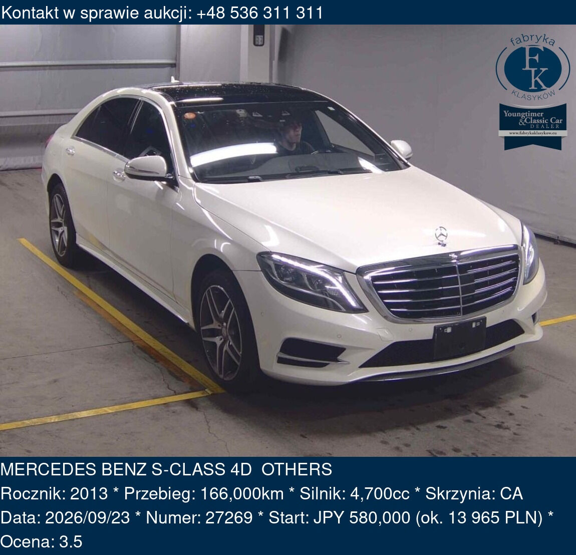 MERCEDES BENZ S-CLASS 4D OTHERS 2013 - zdjęcie 2