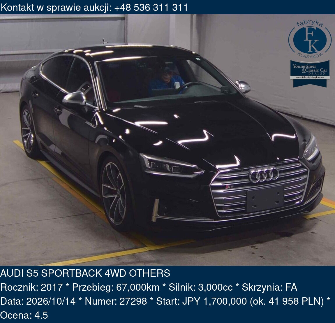 AUDI S5 SPORTBACK 4WD OTHERS 2017 - zdjęcie 2