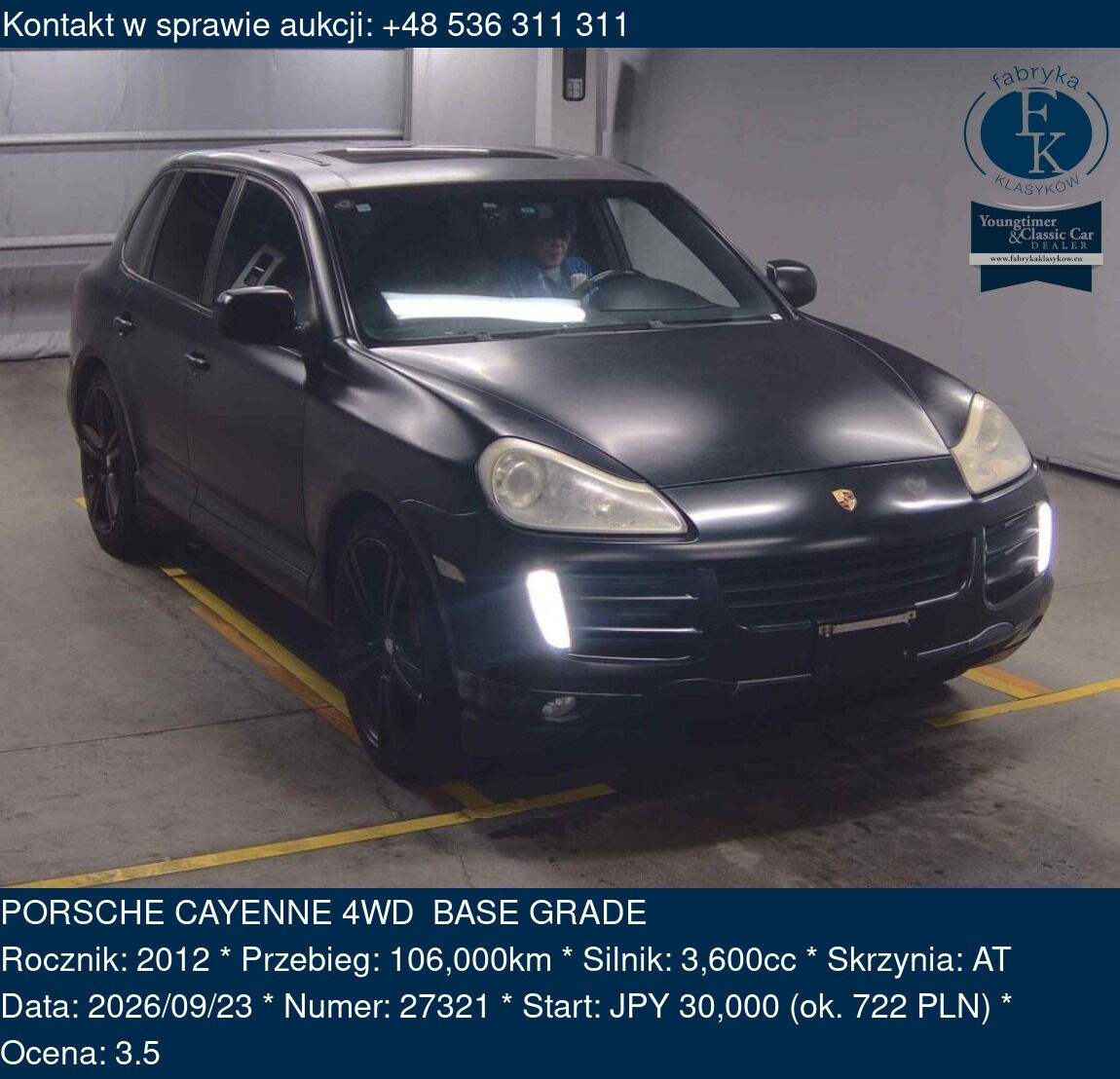 PORSCHE CAYENNE 4WD BASE GRADE 2012 - zdjęcie 2
