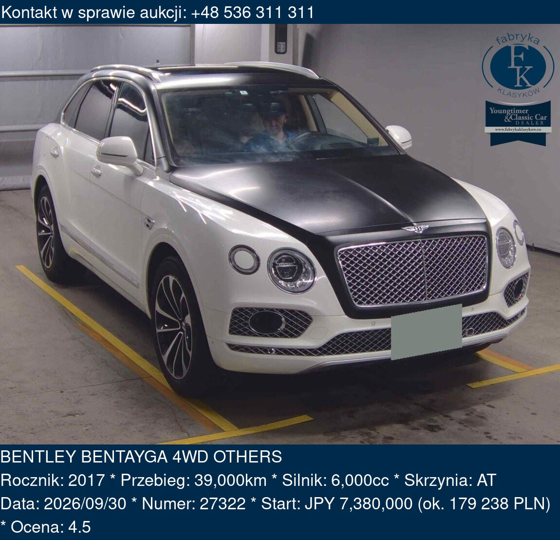 BENTLEY BENTAYGA 4WD OTHERS 2017 - zdjęcie 2