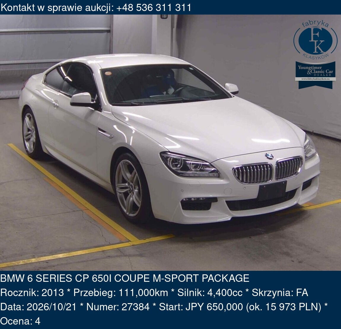 BMW 6 SERIES CP 650I COUPE M-SPORT PACKAGE 2013 - zdjęcie 2