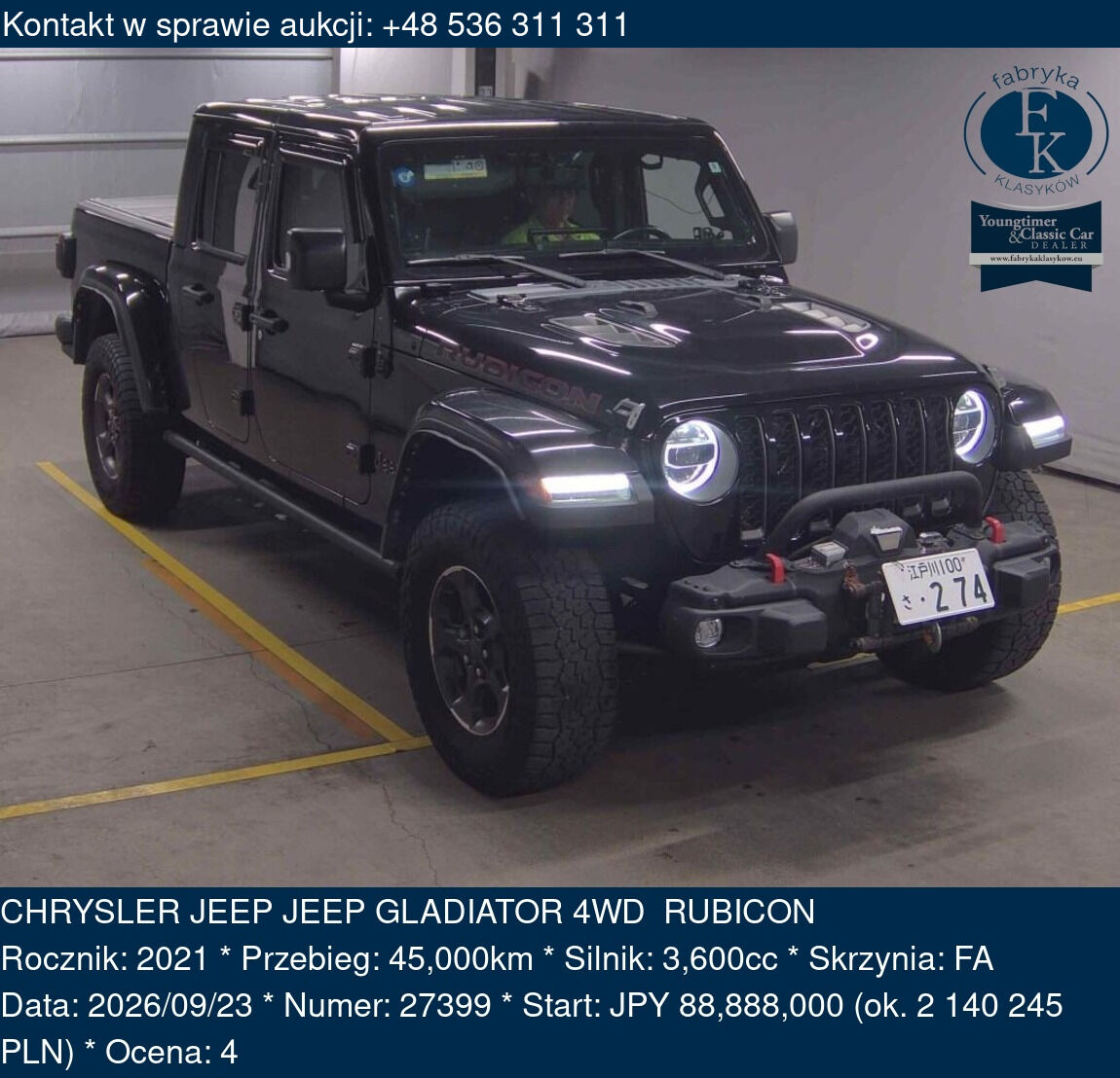 CHRYSLER JEEP JEEP GLADIATOR 4WD RUBICON 2021 - zdjęcie 2