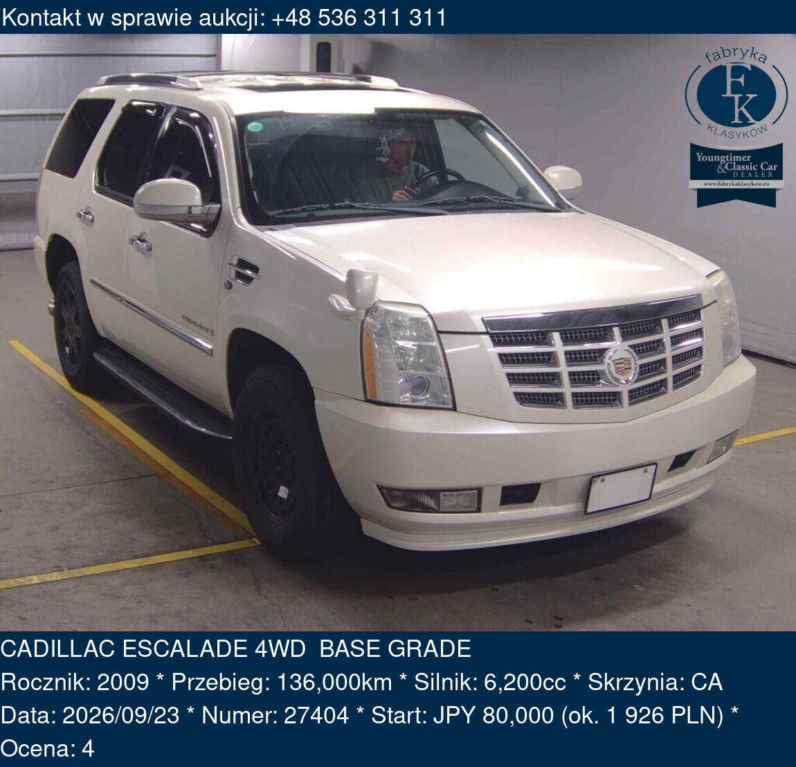 CADILLAC ESCALADE 4WD BASE GRADE 2009 - zdjęcie 2