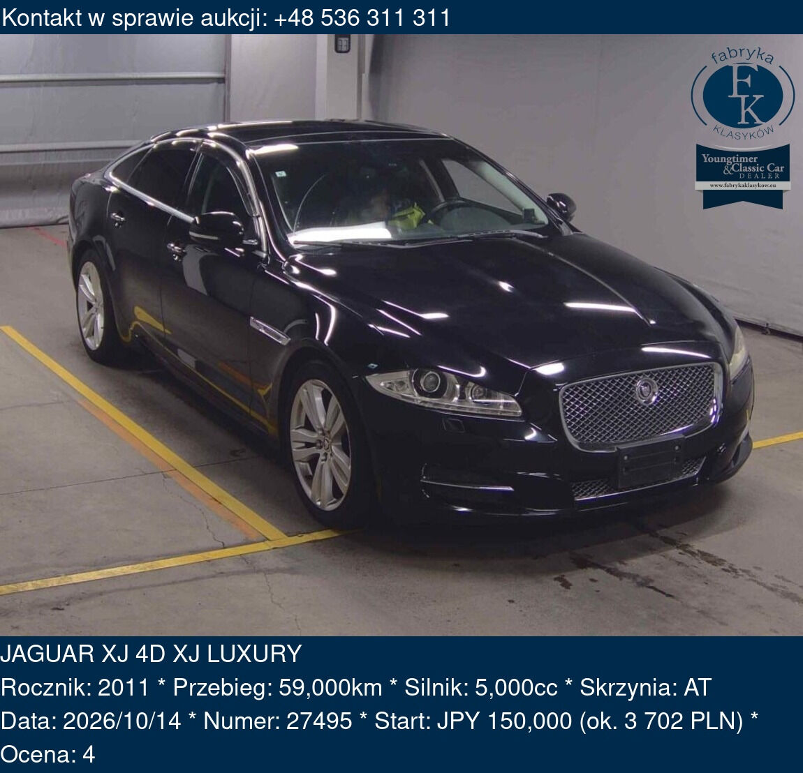 JAGUAR XJ 4D XJ LUXURY 2011 - zdjęcie 2