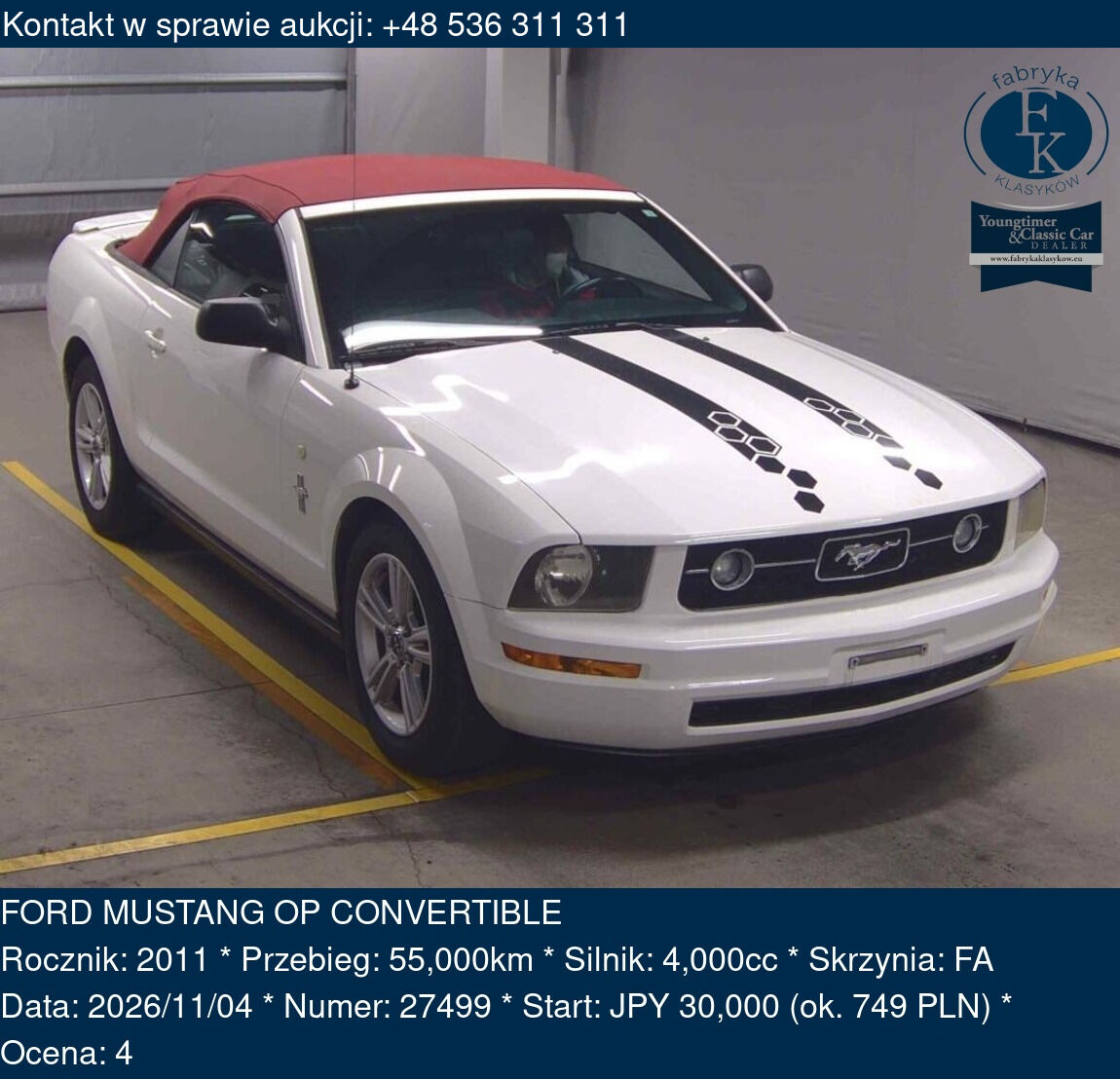 FORD MUSTANG OP CONVERTIBLE 2011 - zdjęcie 2