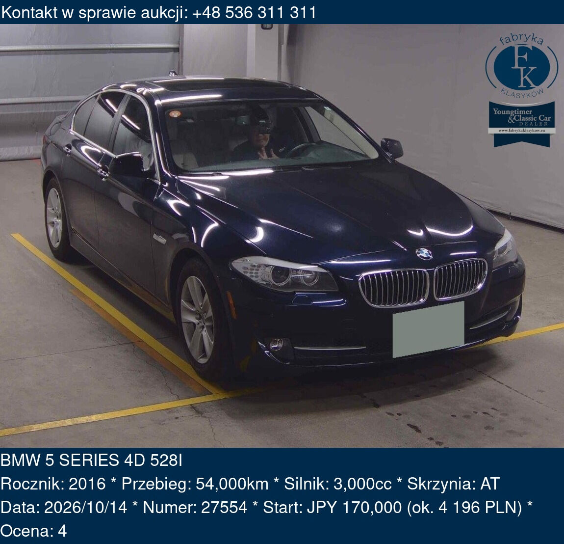 BMW 5 SERIES 4D 528I 2016 - zdjęcie 2