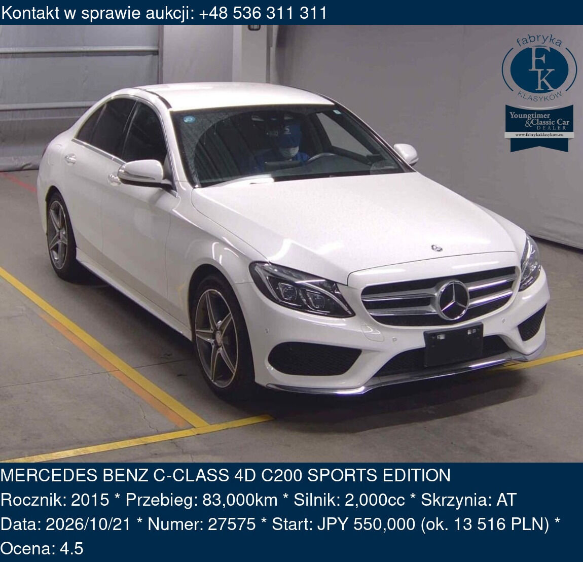 MERCEDES BENZ C-CLASS 4D C200 SPORTS EDITION 2015 - zdjęcie 2