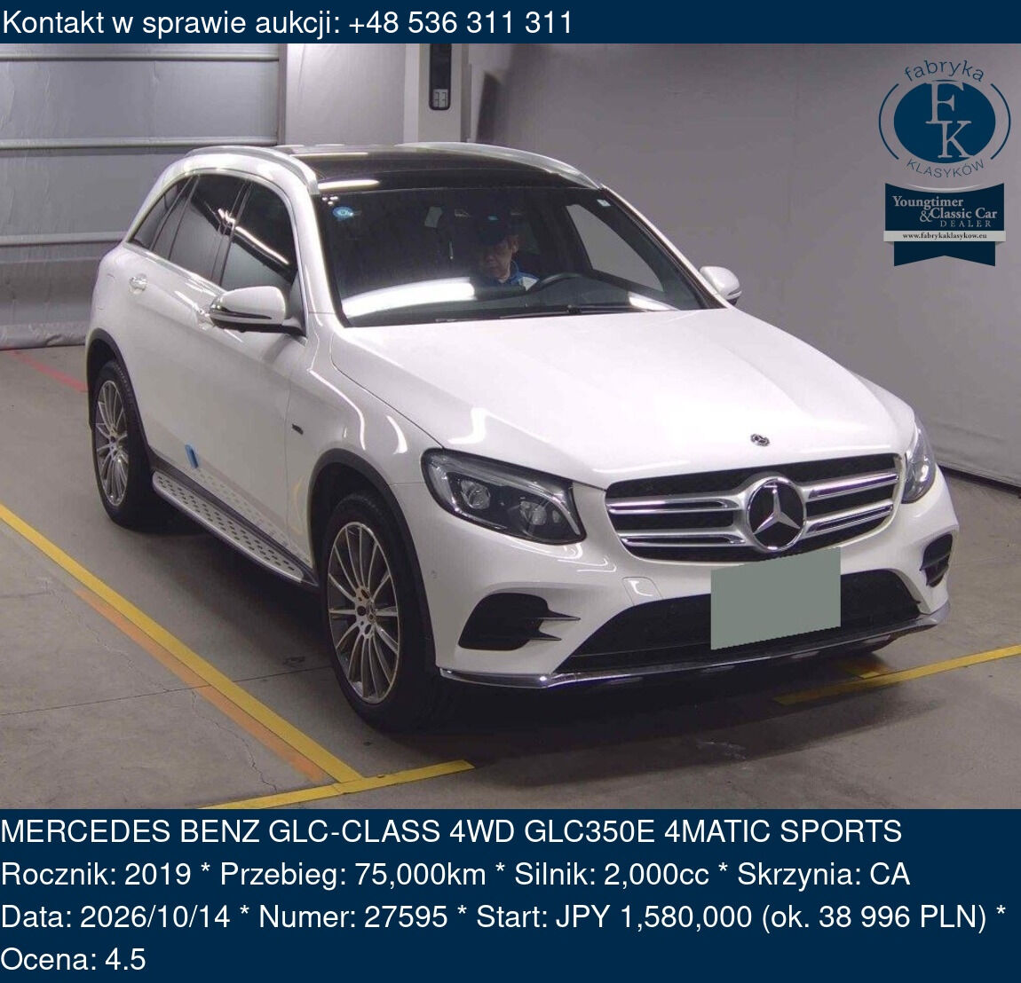 MERCEDES BENZ GLC-CLASS 4WD GLC350E 4MATIC SPORTS 2019 - zdjęcie 2