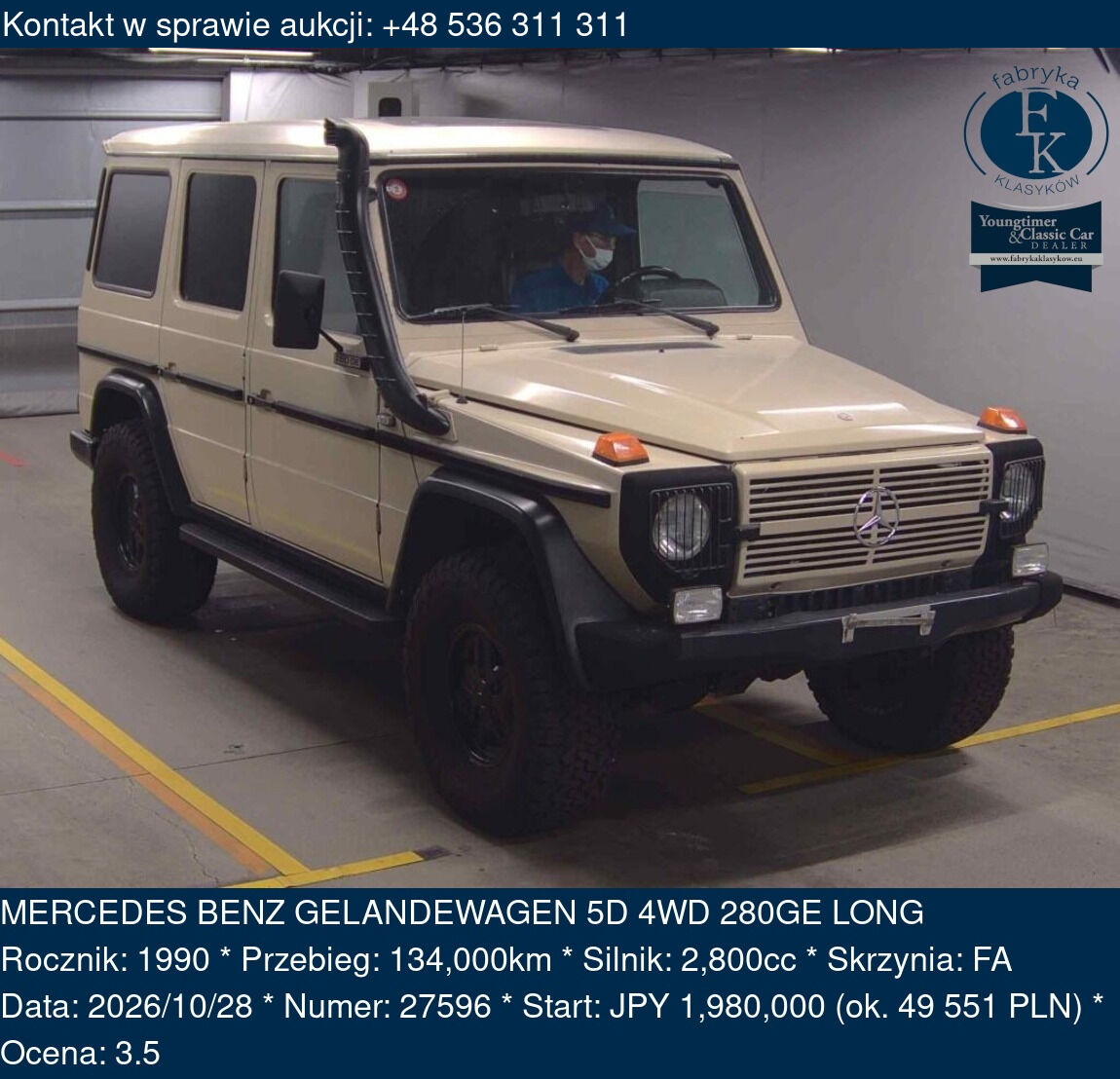 MERCEDES BENZ GELANDEWAGEN 5D 4WD 280GE LONG 1990 - zdjęcie 2