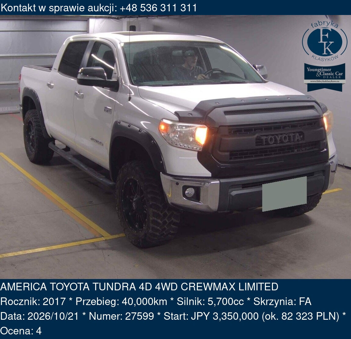 AMERICA TOYOTA TUNDRA 4D 4WD CREWMAX LIMITED 2017 - zdjęcie 2