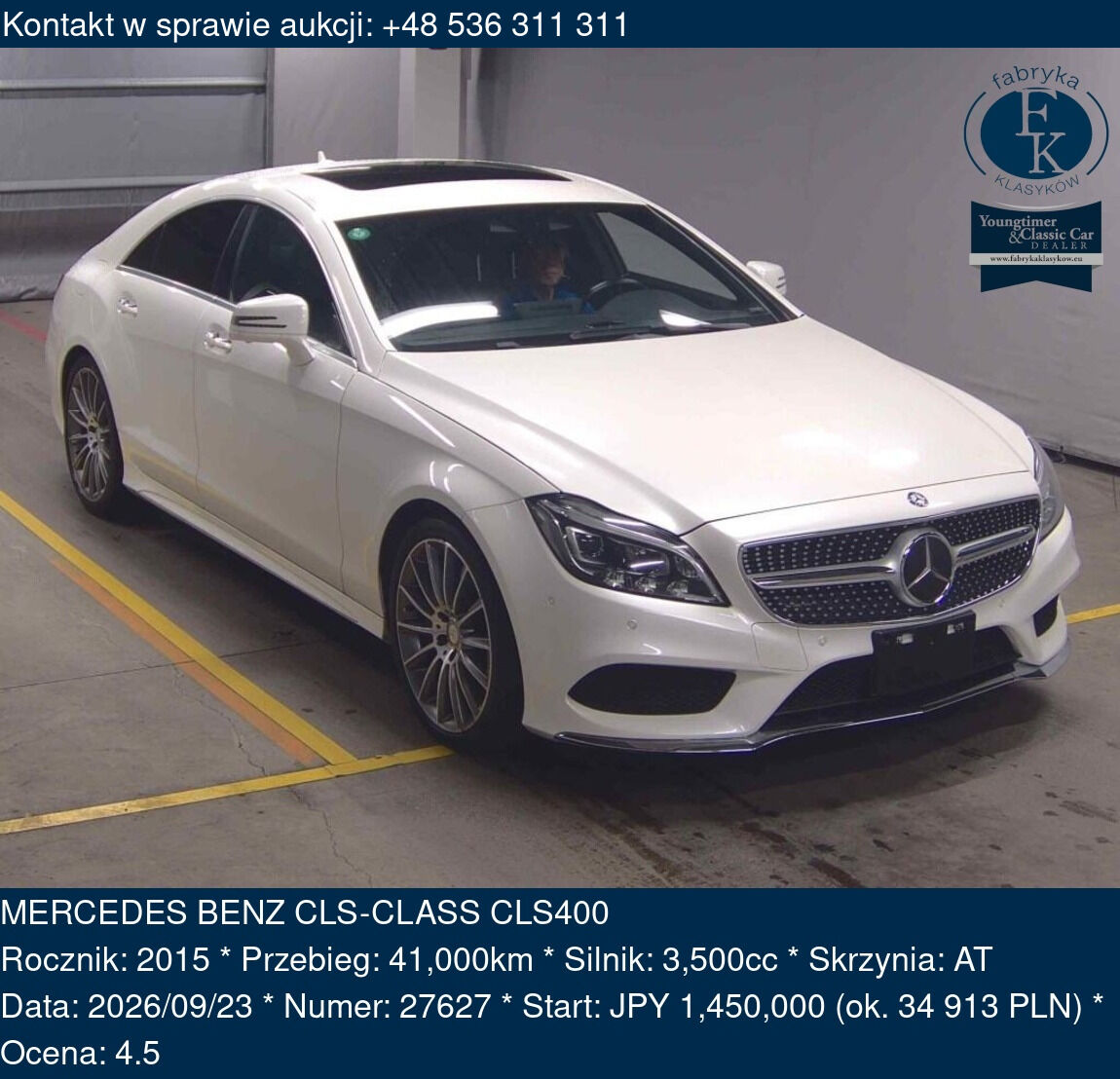 MERCEDES BENZ CLS-CLASS CLS400 2015 - zdjęcie 2