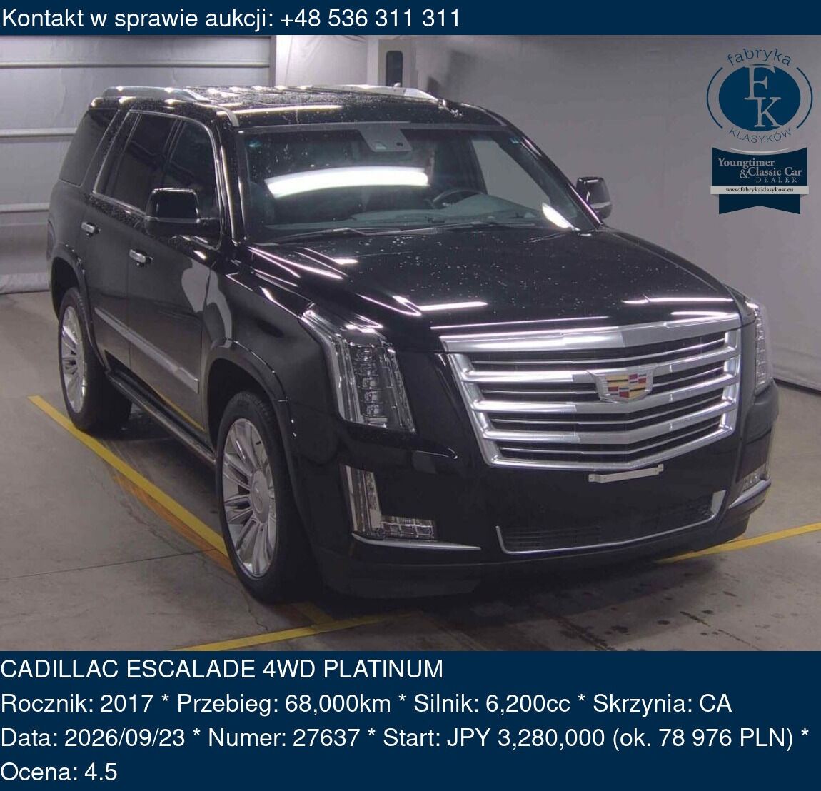 CADILLAC ESCALADE 4WD PLATINUM 2017 - zdjęcie 2