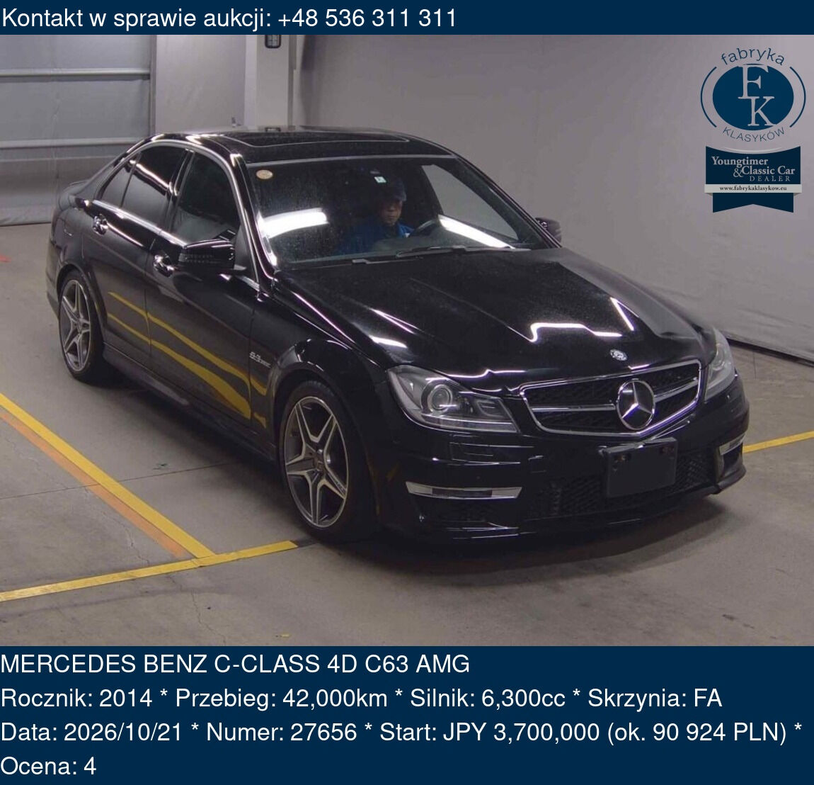 MERCEDES BENZ C-CLASS 4D C63 AMG 2014 - zdjęcie 2