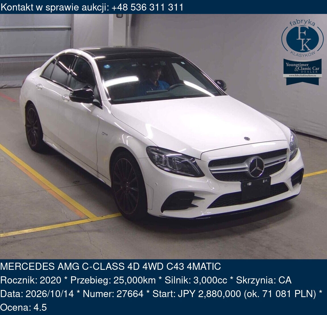 MERCEDES AMG C-CLASS 4D 4WD C43 4MATIC 2020 - zdjęcie 2