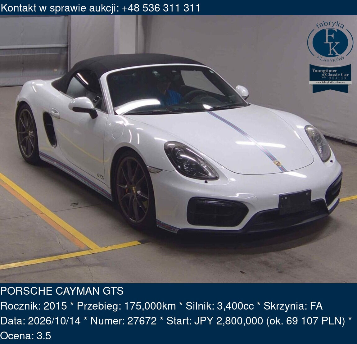 PORSCHE CAYMAN GTS 2015 - zdjęcie 2