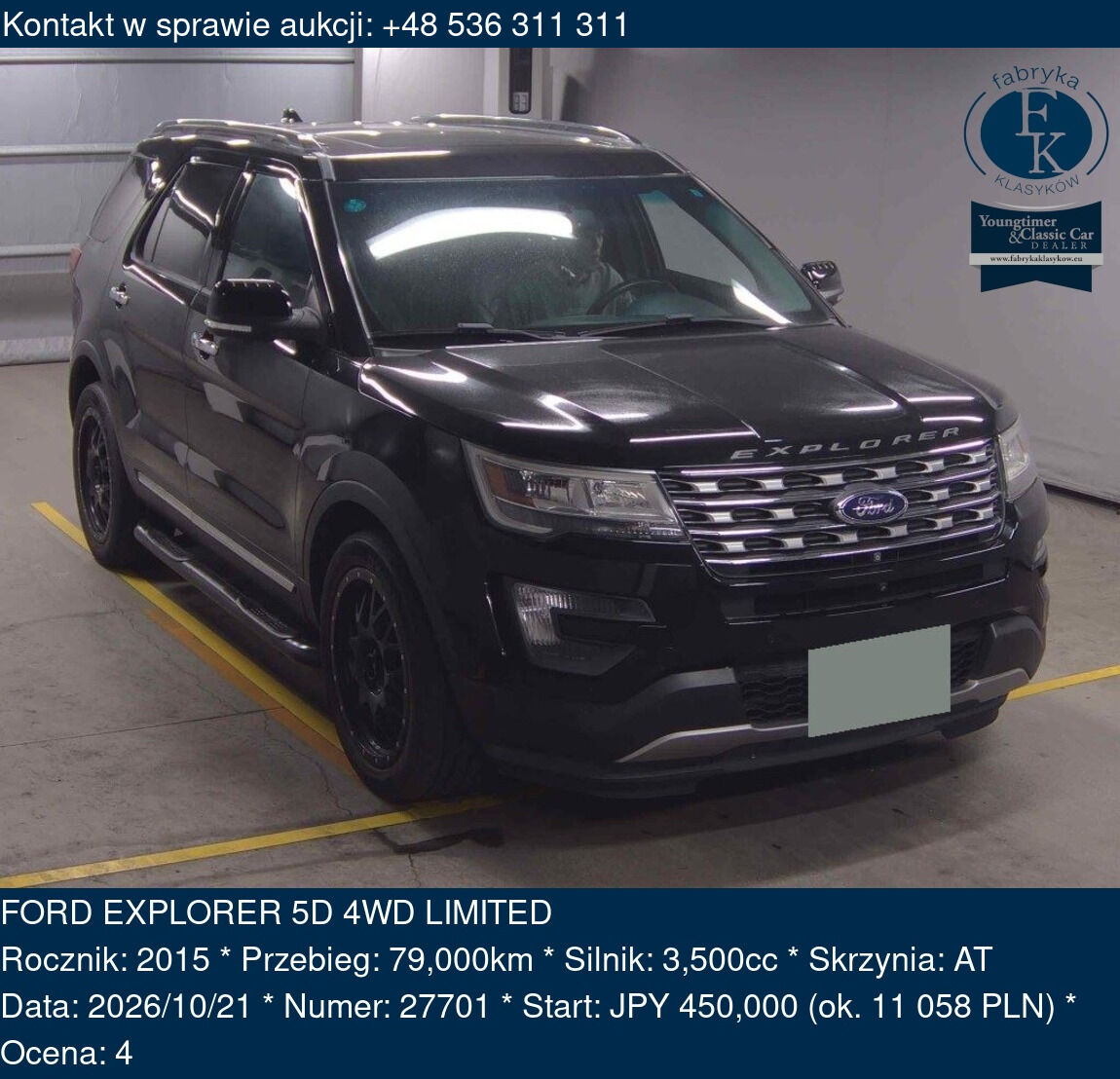FORD EXPLORER 5D 4WD LIMITED 2015 - zdjęcie 2