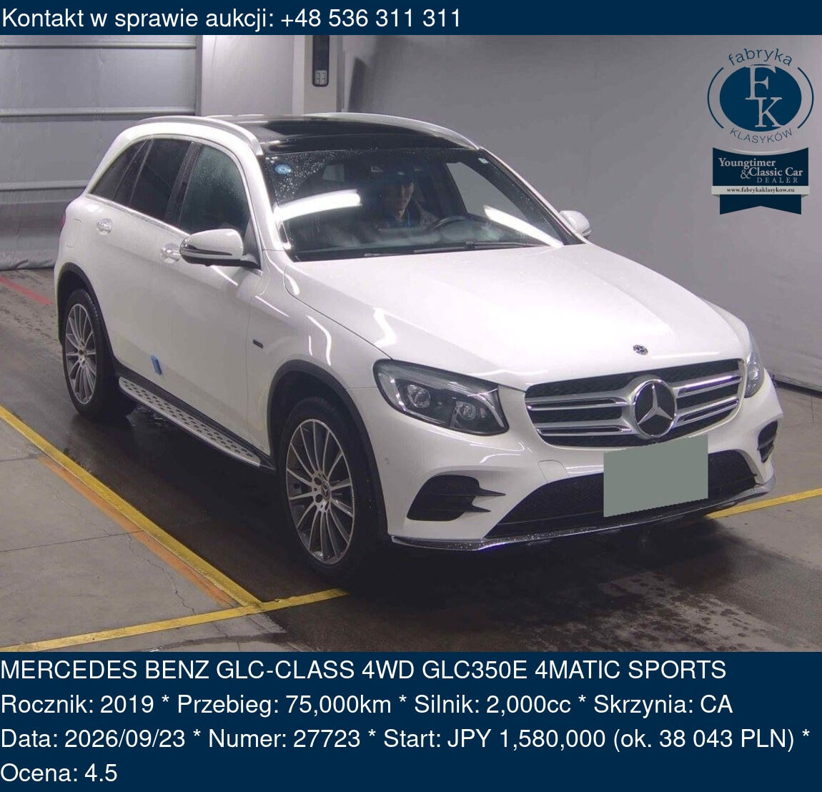 MERCEDES BENZ GLC-CLASS 4WD GLC350E 4MATIC SPORTS 2019 - zdjęcie 2