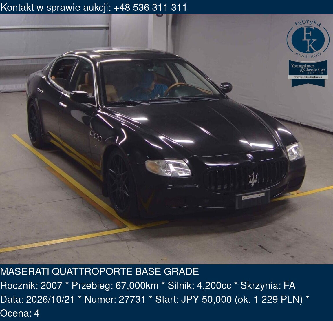 MASERATI QUATTROPORTE BASE GRADE 2007 - zdjęcie 2