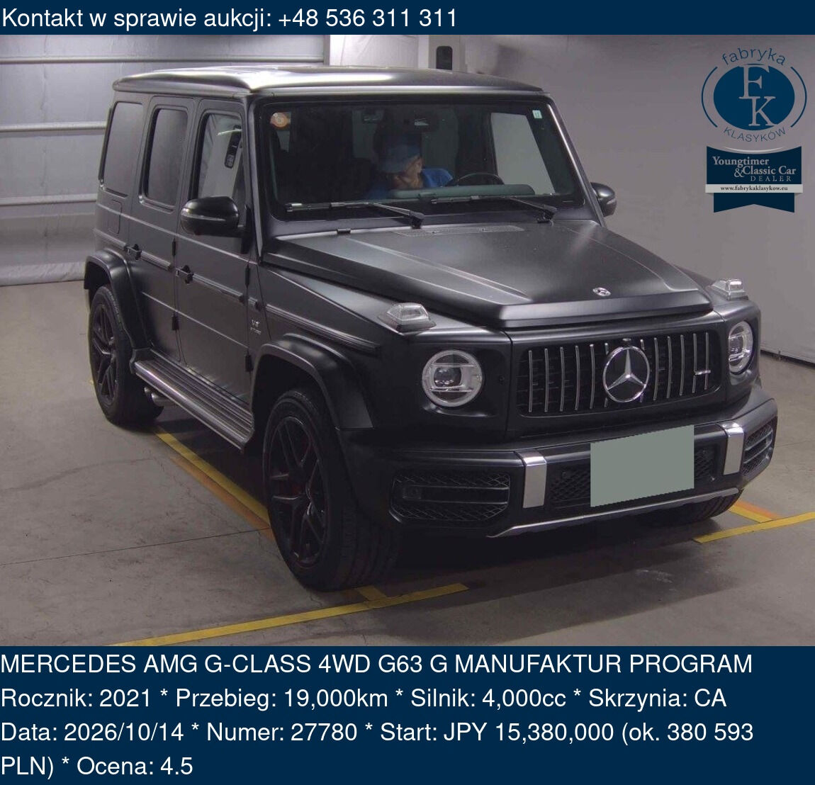 MERCEDES AMG G-CLASS 4WD G63 G MANUFAKTUR PROGRAM 2021 - zdjęcie 2